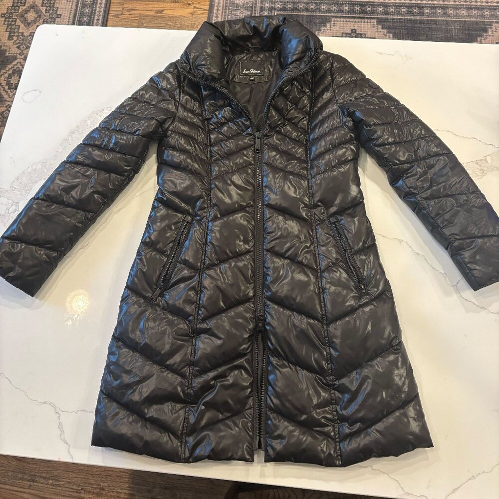 Sam Edleman | Women's Long Winter Puffer Coat | Size: S | Color: Shiny Black